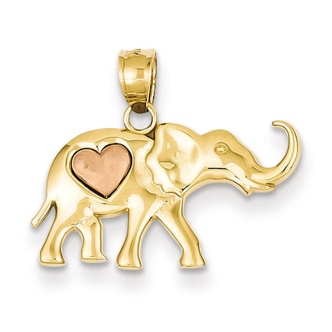 14k Yellow & Rose Gold Elephant w/Heart Charm K4865 - shirin-diamonds