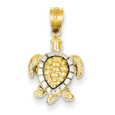 14k Yellow & White Gold Turtle Charm K4880 - shirin-diamonds