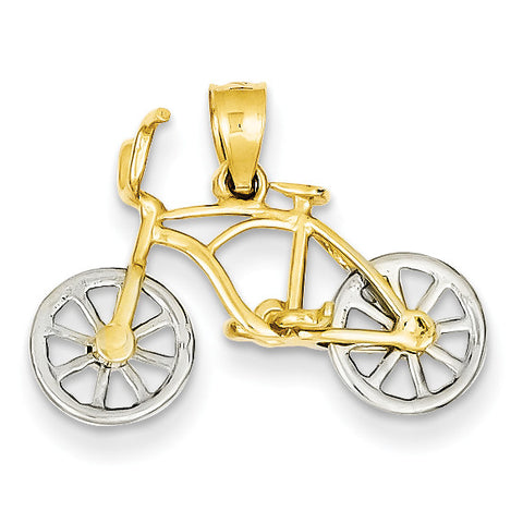 14k Yellow & White Gold Moveable Bicycle Pendant K4924 - shirin-diamonds
