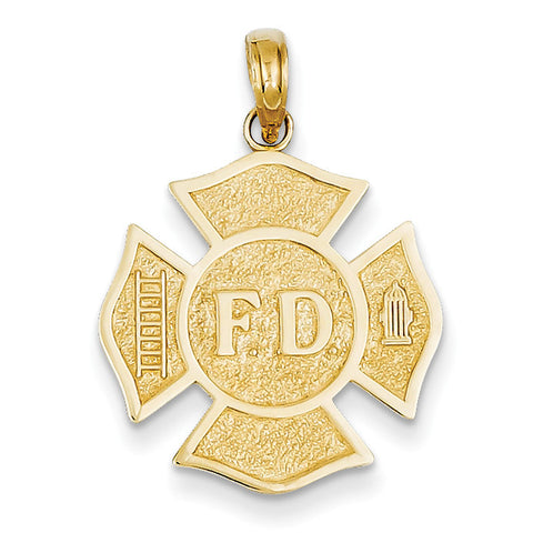 14k Fire Department Badge Pendant K4927 - shirin-diamonds