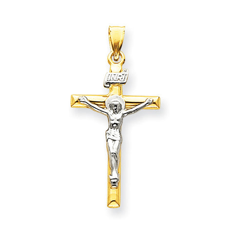 14k Two-tone INRI Crucifix Pendant K501 - shirin-diamonds