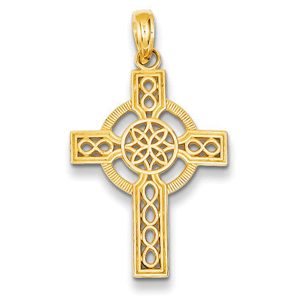 14k Diamond-cut Celtic Cross Pendant K5049 - shirin-diamonds