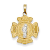 14k Two-tone Saint Florian Medal Pendant K5083 - shirin-diamonds