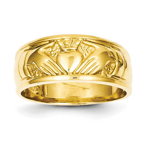 14k Polished Claddagh Ring K5118 - shirin-diamonds