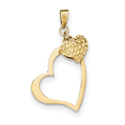 14K Open Heart & Puffed Heart Pendant - shirin-diamonds