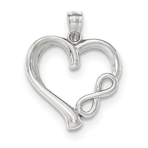 14k White Gold Polished Small Infinity Heart Pendant - shirin-diamonds