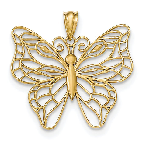 14k Polished Large Butterfly Pendant - shirin-diamonds