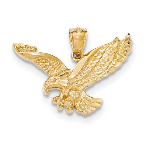 14k Gold Polished & Textured Eagle Pendant - shirin-diamonds