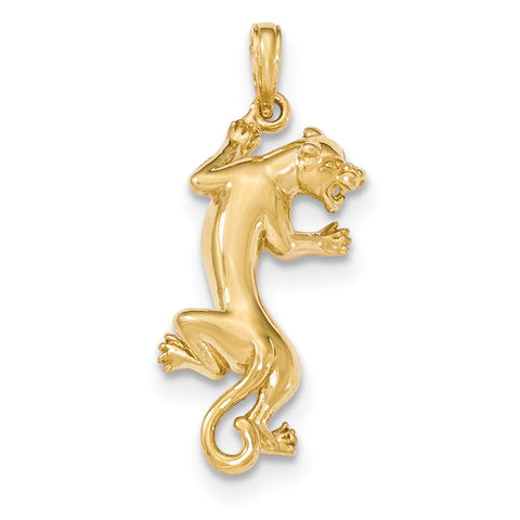 14K Gold Polished Panther Pendant - shirin-diamonds