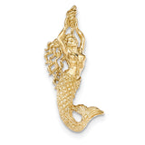14K Gold Polished & Textured Mermaid Chain Slide Pendant - shirin-diamonds
