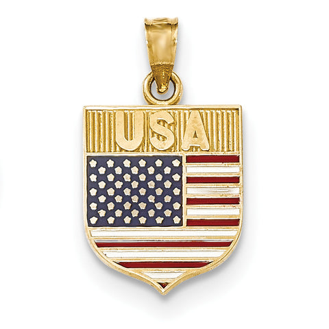 14k USA Flag Enameled Pendant K5402 - shirin-diamonds