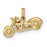 14K Gold Polished & Textured 3-D Motorcycle Pendant K5411 - shirin-diamonds