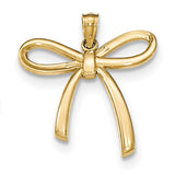 14k Gold Polished Ribbon Bow Pendant - shirin-diamonds