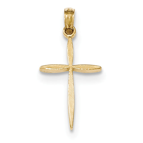 14K Gold Polished Stick Cross With Tapered Ends Pendant K5530 - shirin-diamonds
