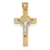 14k Two-Tone St. Benedict Medal Crucifix Cross Pendant K5564 - shirin-diamonds