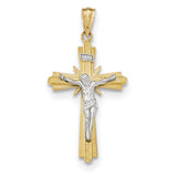 14k Two-tone Gold Polished Crucifix Pendant K5573 - shirin-diamonds