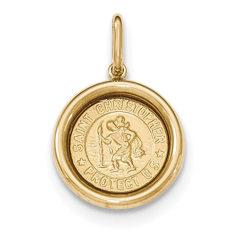 14k Yellow Gold Polished and Satin St Christopher Medal Pendant K5662 - shirin-diamonds