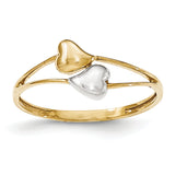 14k with Rhodium Double Heart Ring K5743 - shirin-diamonds
