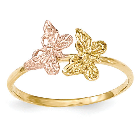 14k Two-Tone Polished Butterfly Ring K5770 - shirin-diamonds