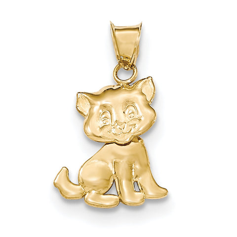 14k Polished Moveable Cat Pendant - shirin-diamonds