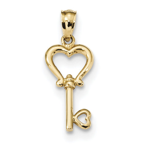 14k Polished Heart Key Pendant K5839 - shirin-diamonds