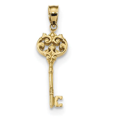 14k Polished Fancy Key Pendant K5842 - shirin-diamonds