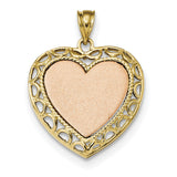 14k Two-tone Polished and Satin Heart Pendant K5850 - shirin-diamonds