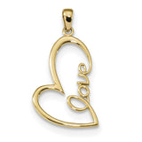 14k Gold Polished Love Heart Pendant K5870 - shirin-diamonds