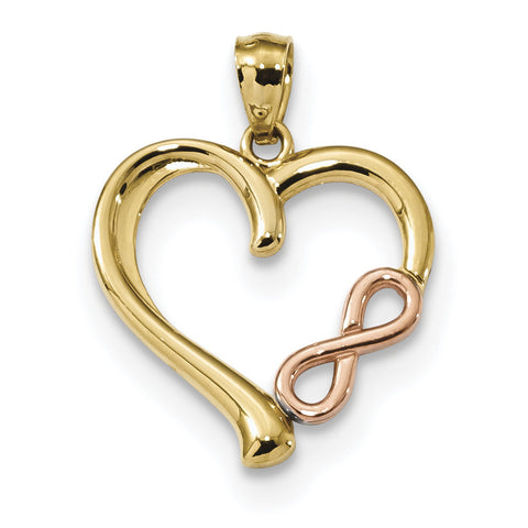 14K Yellow & Rose Polished Infinity Heart Pendant K5872 - shirin-diamonds
