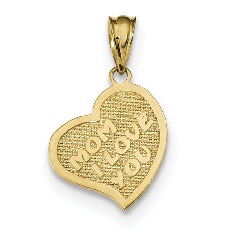 14k Polished Mom I Love You/Cross Reversible Heart Pendant K5890 - shirin-diamonds