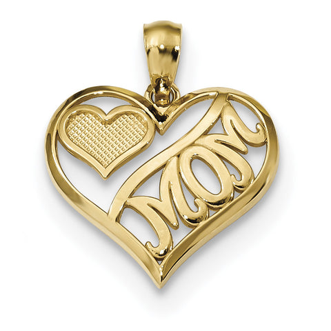 14k Polished Mom & Heart In Heart Pendant K5891 - shirin-diamonds