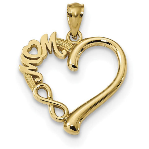 14k Polished Mom in Heart w/Infinity Symbol Pendant K5898 - shirin-diamonds