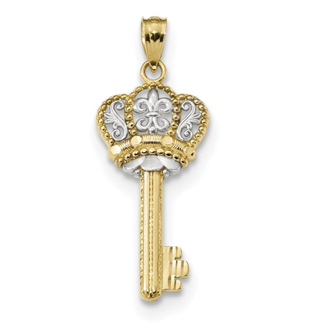 14k w/Rhodium Crown Key Pendant K5939 - shirin-diamonds
