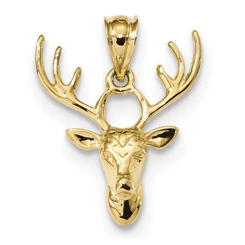 14k Polished Deer Head Pendant K5999 - shirin-diamonds