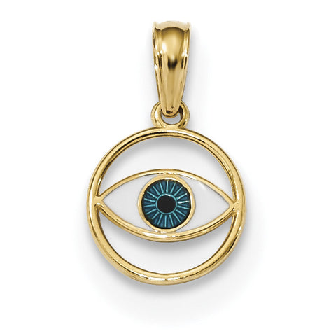 14k Polished Enameled Eye Pendant K6129 - shirin-diamonds