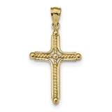 14k Polished Braided Cross Pendant K6157 - shirin-diamonds