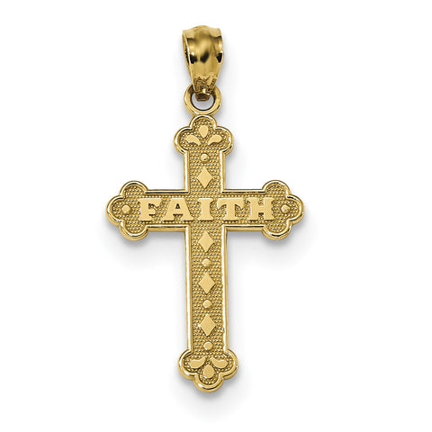14k Satin & Polished Faith Cross Pendant K6246 - shirin-diamonds