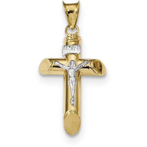 14k Two-Tone Polished Crucifix Pendant K6279 - shirin-diamonds
