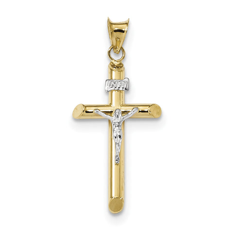14k Two-Tone Polished Jesus Crucifix Pendant K6290 - shirin-diamonds
