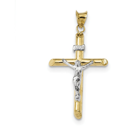 14k Two-Tone Polished Jesus Crucifix Pendant K6291 - shirin-diamonds