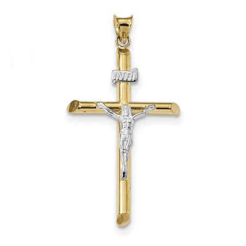14k Two-Tone Polished Jesus Crucifix Pendant K6292 - shirin-diamonds