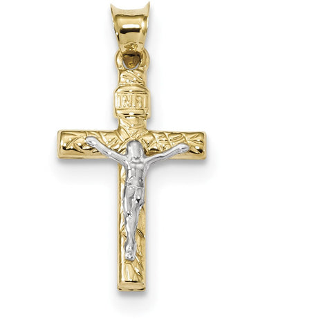 14k Two-Tone Crucifix Pendant K6293 - shirin-diamonds