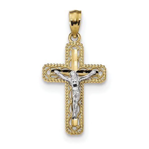 14k Two-tone Polished Crucifix Pendant K6301 - shirin-diamonds
