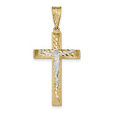14k Two-tone Diamond-cut Crucifix Pendant K6302 - shirin-diamonds