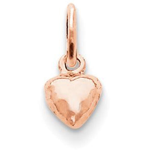 14k Rose Gold Solid Polished 3-Dimensional Small Heart Charm K794 - shirin-diamonds