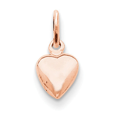 14k Rose Gold Solid Polished 3-Dimensional Medium Heart Charm K796 - shirin-diamonds