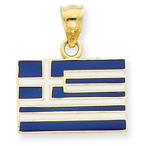 14k Solid Enameled Greece Flag Pendant K866 - shirin-diamonds
