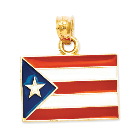 14k Solid Enameled Puerto Rico Flag Pendant K869 - shirin-diamonds