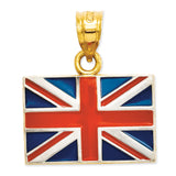 14k & Rhodium Solid Enameled United Kingdom Flag Pendant K870 - shirin-diamonds
