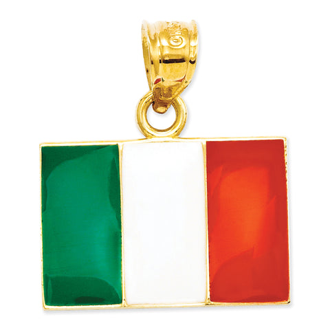 14k Solid Enameled Italy Flag Pendant K872 - shirin-diamonds